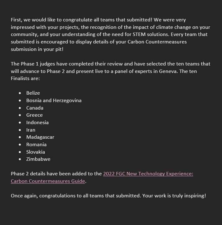 ایمیل راه‌یابی تیم‌های رباتیک ایرانی به فینال مقاصیر First Global